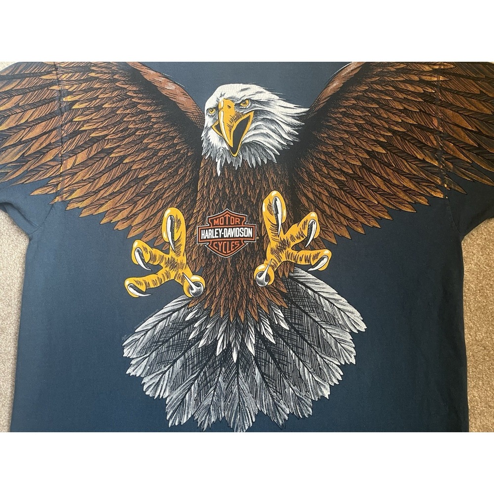 Vintage Harley Davidson T Shirt Eagle Double Sided Single Stitch Hanes Beefy XXL - Picture 7 of 16
